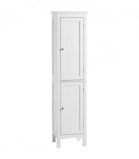 kleankin Tall Bathroom Cabinet with Adjustable Shelves, Double Door, White
