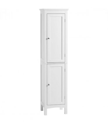 kleankin Tall Bathroom Cabinet with Adjustable Shelves, Double Door, White