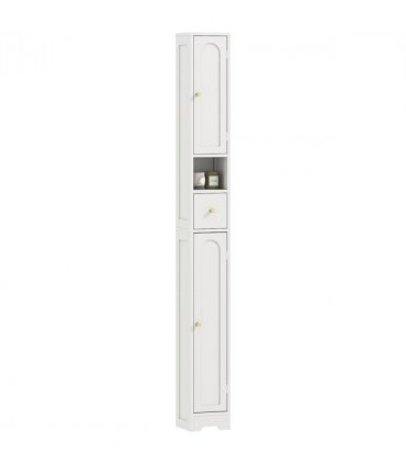 HOMCOM 20cm Slim Bathroom Storage Cabinet with Adjustable Shelves White