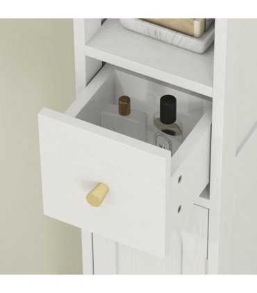 HOMCOM 20cm Slim Bathroom Storage Cabinet with Adjustable Shelves White