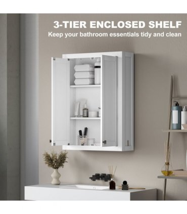 HOMCOM Wall Mounted Storage with Adjustable Shelves, Bathroom Wall Cabinet