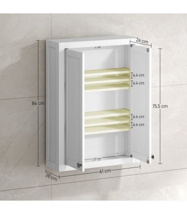 HOMCOM Wall Mounted Storage with Adjustable Shelves, Bathroom Wall Cabinet