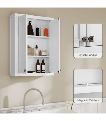 HOMCOM Wall Mounted Storage with Adjustable Shelves, Bathroom Wall Cabinet