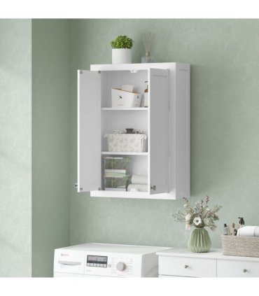 HOMCOM Wall Mounted Storage with Adjustable Shelves, Bathroom Wall Cabinet