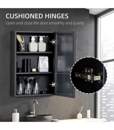 kleankin Wall Mounted Bathroom Cabinet with Mirror and Storage Shelves
