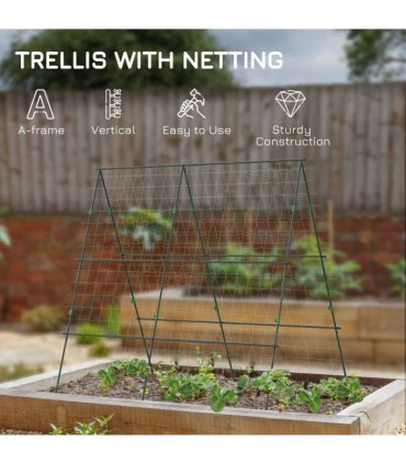 Outsunny A-Frame Trellis Plant Support for Vegetables, Flowers, Fruit