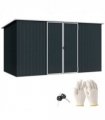 Outsunny 11 x 5.6ft Galvanised Metal Garden Shed with Lockable Doors, Grey