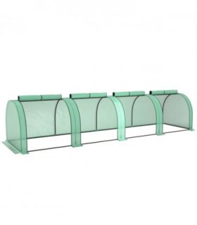 Outsunny Tunnel Greenhouse Steel Frame for Garden w/ Zipper Doors, Green
