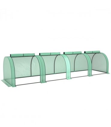 Outsunny Tunnel Greenhouse Steel Frame for Garden w/ Zipper Doors, Green
