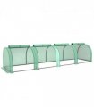 Outsunny Tunnel Greenhouse Steel Frame for Garden w/ Zipper Doors, Green