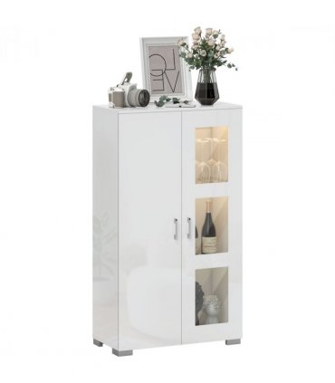 HOMCOM Display Cabinet with Glass Shelves, Sideboard for Living Room, White