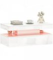 HOMCOM LED Coffee Table with Storage, High Gloss Living Room Table, White