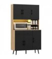 HOMCOM Tall Kitchen Cupboard with LED Lights and Adjustable Shelves, Oak