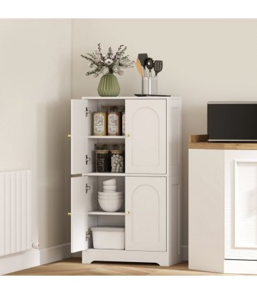 HOMCOM 110cm Kitchen Cupboard with 4 Arched Doors and 2 Adjustable Shelves