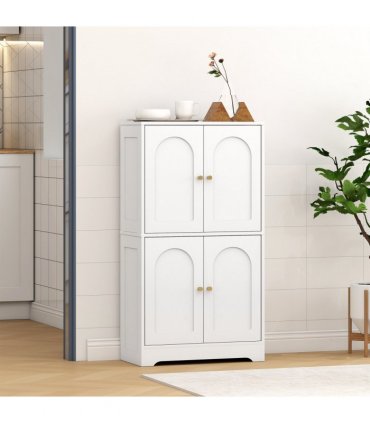 HOMCOM 110cm Kitchen Cupboard with 4 Arched Doors and 2 Adjustable Shelves