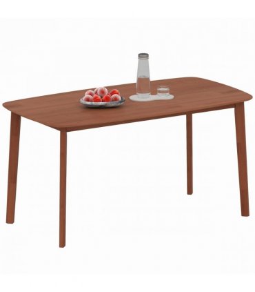 HOMCOM 150 cm Rectangular Dining Table with Solid Wood Frame, Light Brown