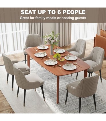 HOMCOM 150 cm Rectangular Dining Table with Solid Wood Frame, Light Brown