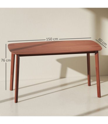 HOMCOM 150 cm Rectangular Dining Table with Solid Wood Frame, Light Brown