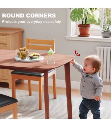 HOMCOM 150 cm Rectangular Dining Table with Solid Wood Frame, Light Brown