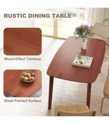 HOMCOM 150 cm Rectangular Dining Table with Solid Wood Frame, Light Brown