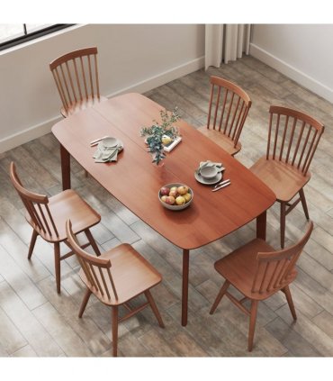 HOMCOM 150 cm Rectangular Dining Table with Solid Wood Frame, Light Brown