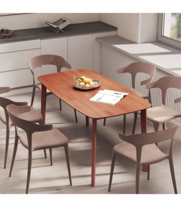 HOMCOM 150 cm Rectangular Dining Table with Solid Wood Frame, Light Brown