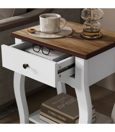 HOMCOM Bedside Tables Set of 2, Bedside Cabinets with Drawer, Shelf, White