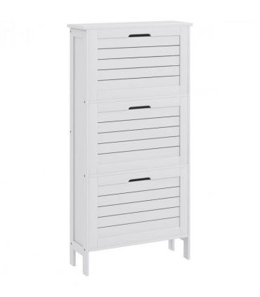 HOMCOM Narrow Shoe Storage Cabinet with 3 Flip Drawers, White