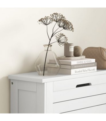 HOMCOM Narrow Shoe Storage Cabinet with 3 Flip Drawers, White