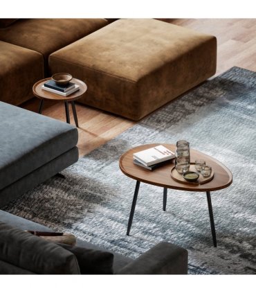 HOMCOM 2 80cm Sofa Side Table Set of 2 with Metal Legs, Chestnut Wood Effect