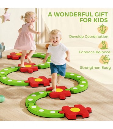 AIYAPLAY Kids Stepping Stones Balance Beam, Outdoor Indoor Sensory Toy Green
