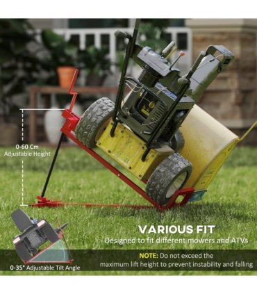 HOMCOM Foldable Ride On Lawn Mower Lift, 400 kg Telescopic Maintenance Jack