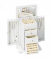 HOMCOM 4-Tier Large Jewellery Box with Mirror and 2 Drawers, White