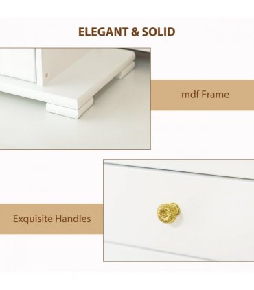 HOMCOM 4-Tier Large Jewellery Box with Mirror and 2 Drawers, White