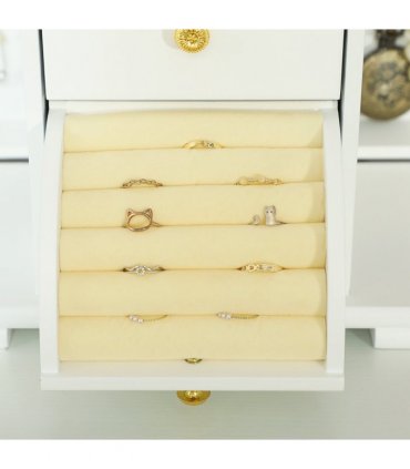 HOMCOM 4-Tier Large Jewellery Box with Mirror and 2 Drawers, White