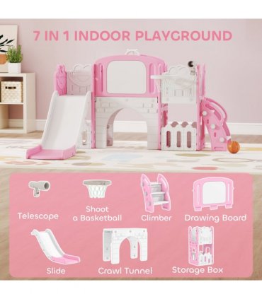 AIYAPLAY 7 in 1 Toddler Slide Set, Frog Theme Playset with Basketball Hoop