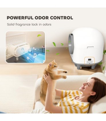 PawHut 80L Self Cleaning Cat Litter Tray with APP Control Safety Protection