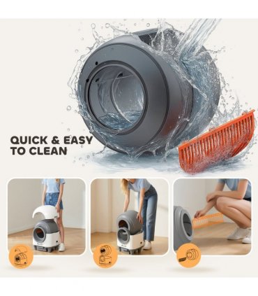 PawHut 80L Self Cleaning Cat Litter Tray with APP Control Safety Protection