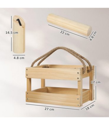 SPORTNOW Molkky Game, Wooden Skittles Throwing Game with Carrying Box
