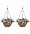 HOMCOM Artificial Flowers in Basket Set of 2 with 75 Leaves and 15 Flowers