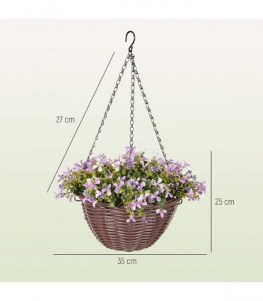 HOMCOM Artificial Flowers in Basket Set of 2 with 75 Leaves and 15 Flowers