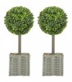 HOMCOM Set of 2 Artificial Plants, 50cm Faux Boxwood Topiary Balls, Green