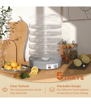 HOMCOM 5 Tier Food Dehydrator for Drying Fruit Meat Vegetable Pet Treat