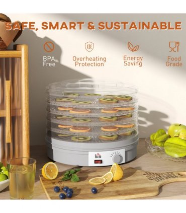 HOMCOM 5 Tier Food Dehydrator for Drying Fruit Meat Vegetable Pet Treat