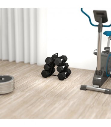 SPORTNOW 36KG Hex Dumbbell Set with Dumbbell Rack, Rubber Coated Weights