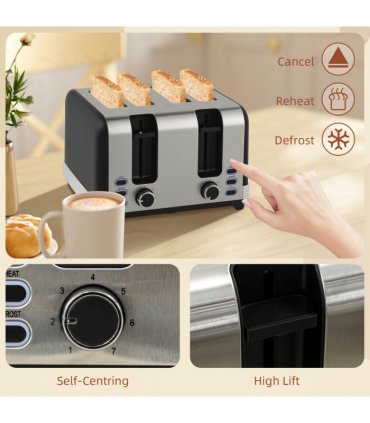 HOMCOM 1.7L 3000W Quick Boil Kettle and 4 Slice Toaster Set Crumb Tray Black