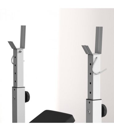 HOMCOM Adjustable Weight Bench with Squat Rack, Leg Developer, Grey