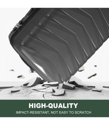 V-shaped stripe 3-in-1 PP trolley case 20in 24in 28in PP iron trolley classic color - dark gray (grain pattern)