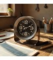 Elegant Silent Sweep Mantel Clock – Quiet Tabletop Timepiece with Modern Functionality, Timeless Classic Design for Living Room, Office & Bedroom for Peaceful Spaces (20CM Black Clock)