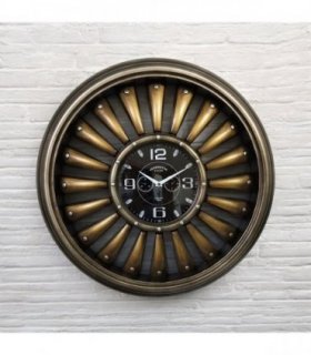 AcaciaHome Unique & Stylish 64cm Large Aeroplane Engine Clock – Retro Vintage Metal Wall & Desk Timepiece with Black Finish, Quartz Movement, Aviation-Themed Decor for Living Room & Office